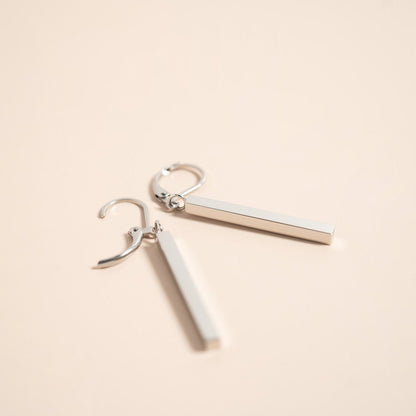 18K Gold PVD Stainless Steel Dangle Vertical Drop Bar Earrings