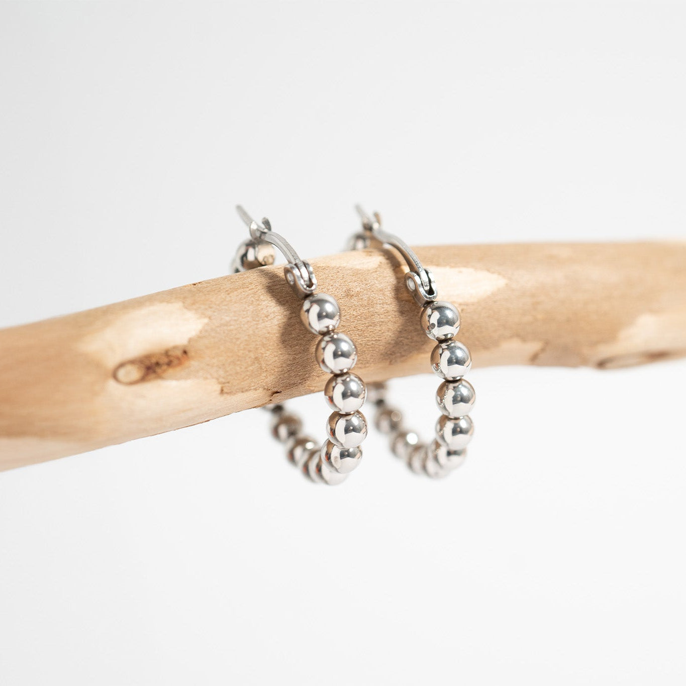 18K Gold PVD Stainless Steel Circle Ball Hoop Earrings