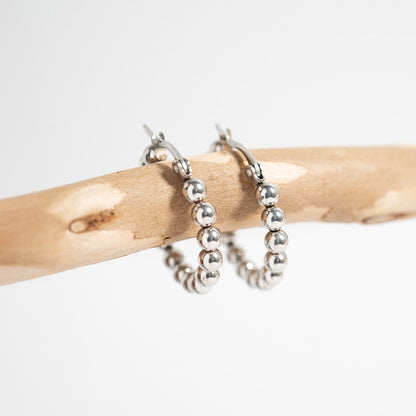 18K Gold PVD Stainless Steel Circle Ball Hoop Earrings