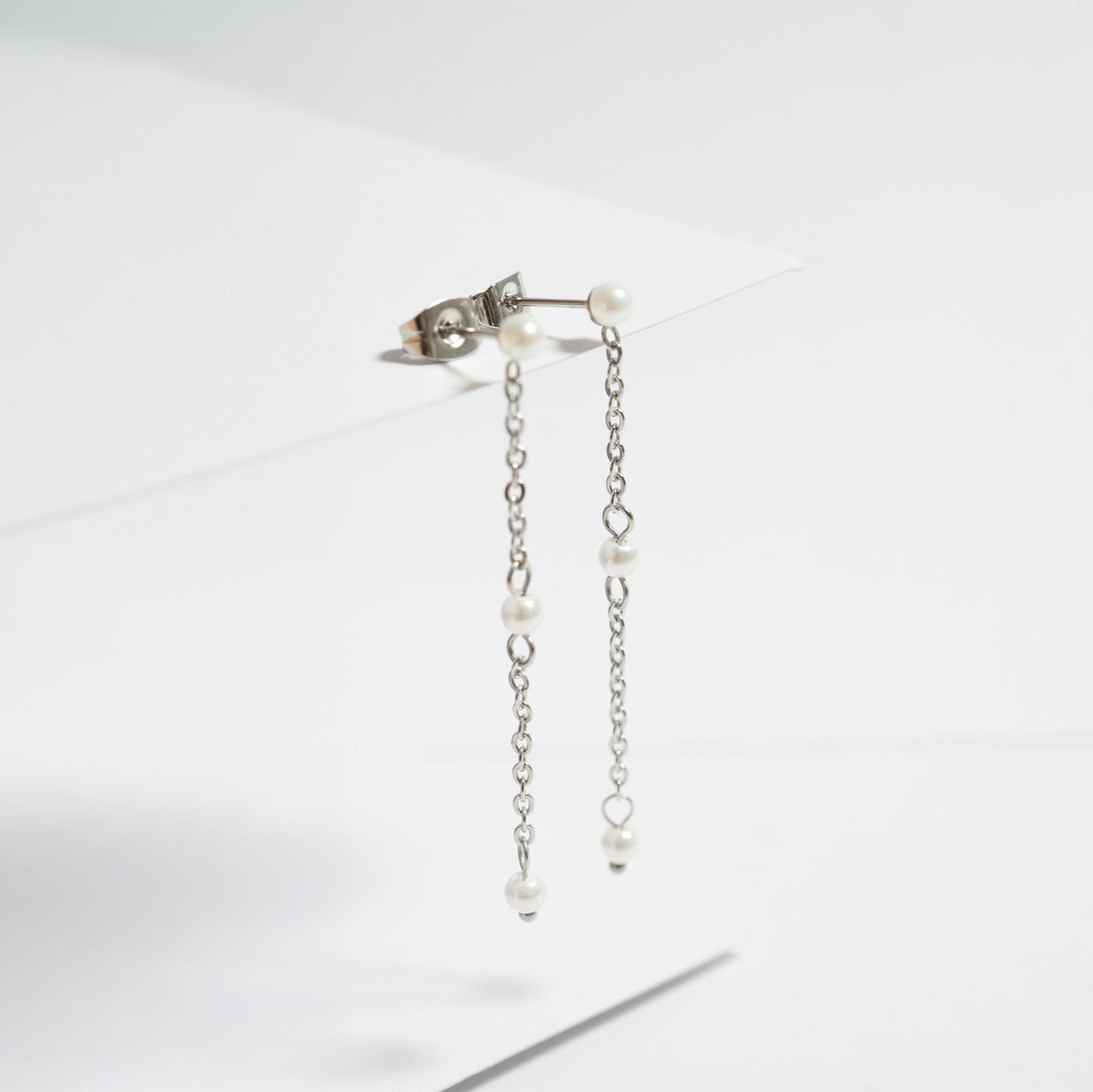 18K Gold PVD Stainless Steel Pearl Dangle Earrings