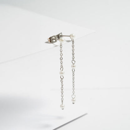 18K Gold PVD Stainless Steel Pearl Dangle Earrings