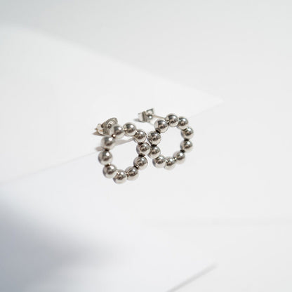 18K Gold PVD Stainless Steel Circle Ball Stud Earrings