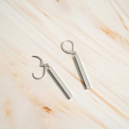 18K Gold PVD Stainless Steel Dangle Vertical Drop Bar Earrings