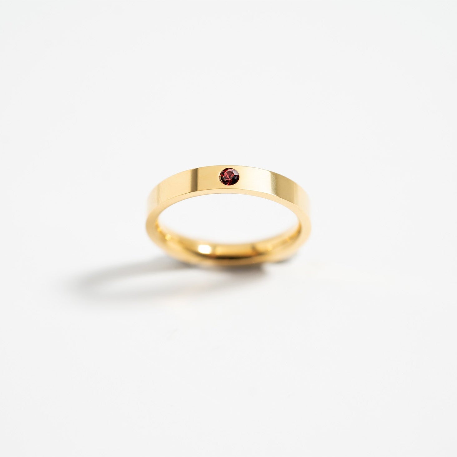 18K Gold PVD Stainless Steel Birthstone Engravable Stacking Ring