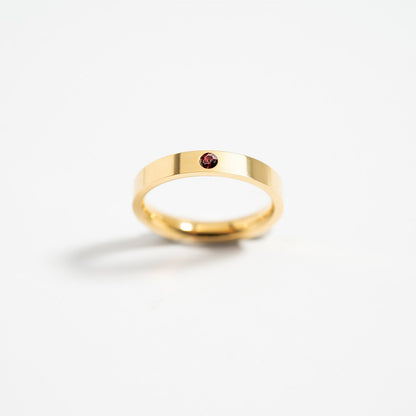 18K Gold PVD Stainless Steel Birthstone Engravable Stacking Ring