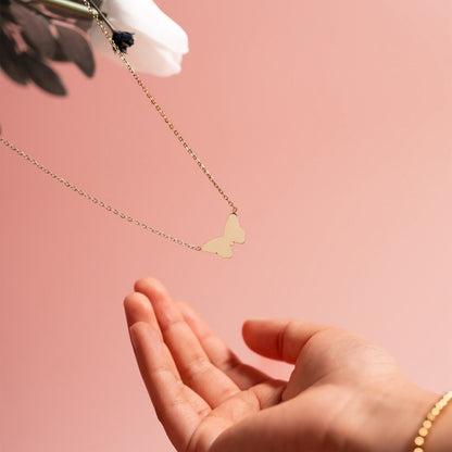 18K Gold PVD Stainless Steel Blank Engravable Butterfly Necklace