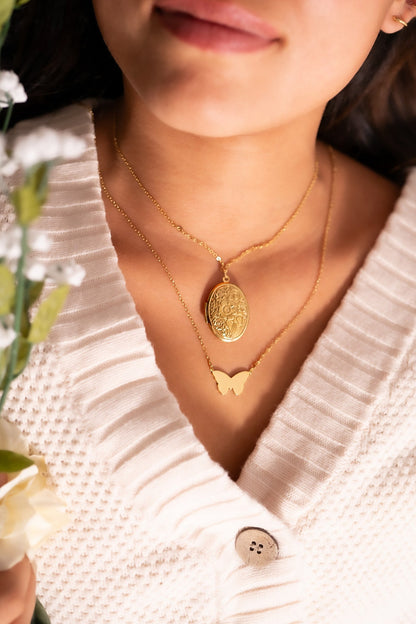 18K Gold PVD Stainless Steel Blank Engravable Butterfly Necklace