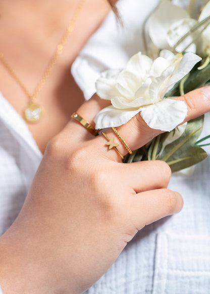 18K Gold PVD Stainless Steel Symbol Stacking Rings