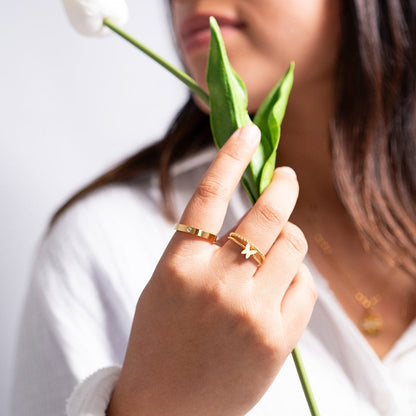 18K Gold PVD Stainless Steel Beaded Stacking Ring