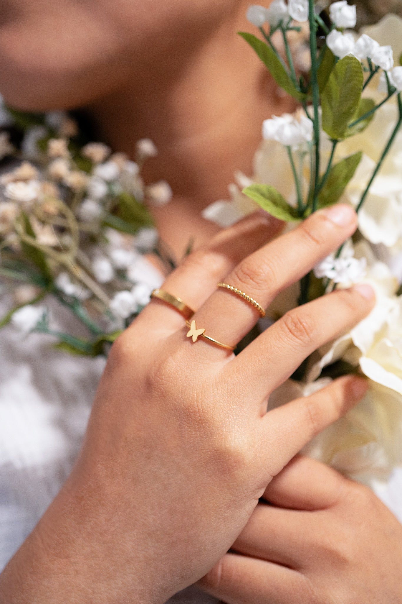 18K Gold PVD Stainless Steel Symbol Stacking Rings