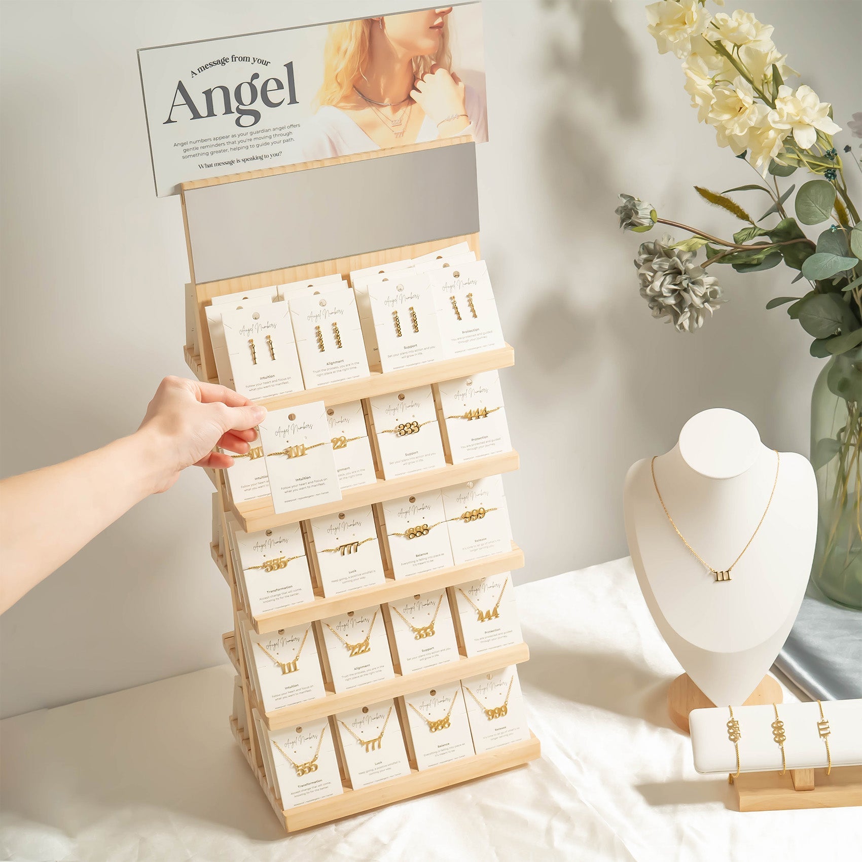 Angel Number Jewelry Display Set