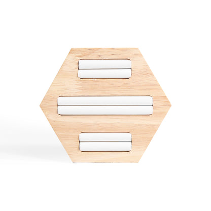 Natural Wood & Leather Hexagon Ring Display