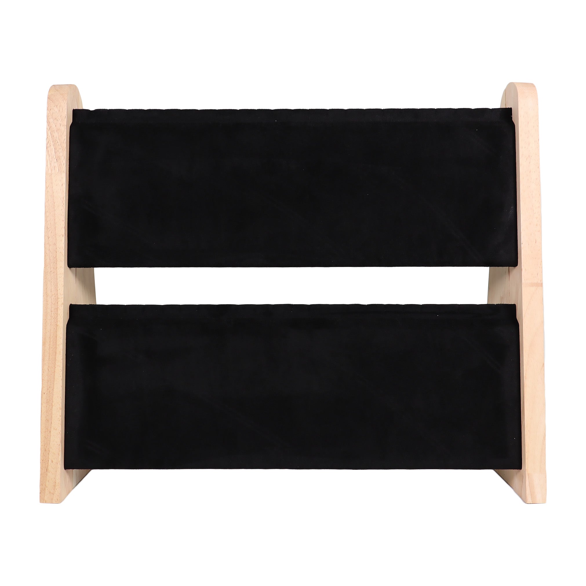 Natural Wood & Suede 2 Tier Jewelry Display