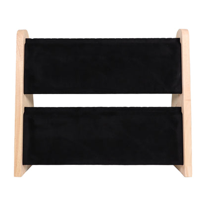 Natural Wood & Suede 2 Tier Jewelry Display