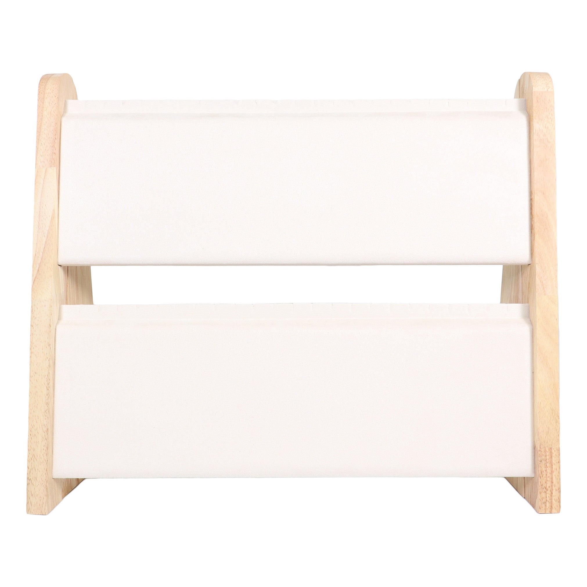 Natural Wood & Suede 2 Tier Jewelry Display