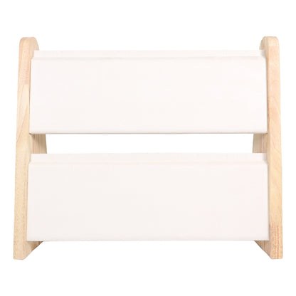 Natural Wood & Suede 2 Tier Jewelry Display