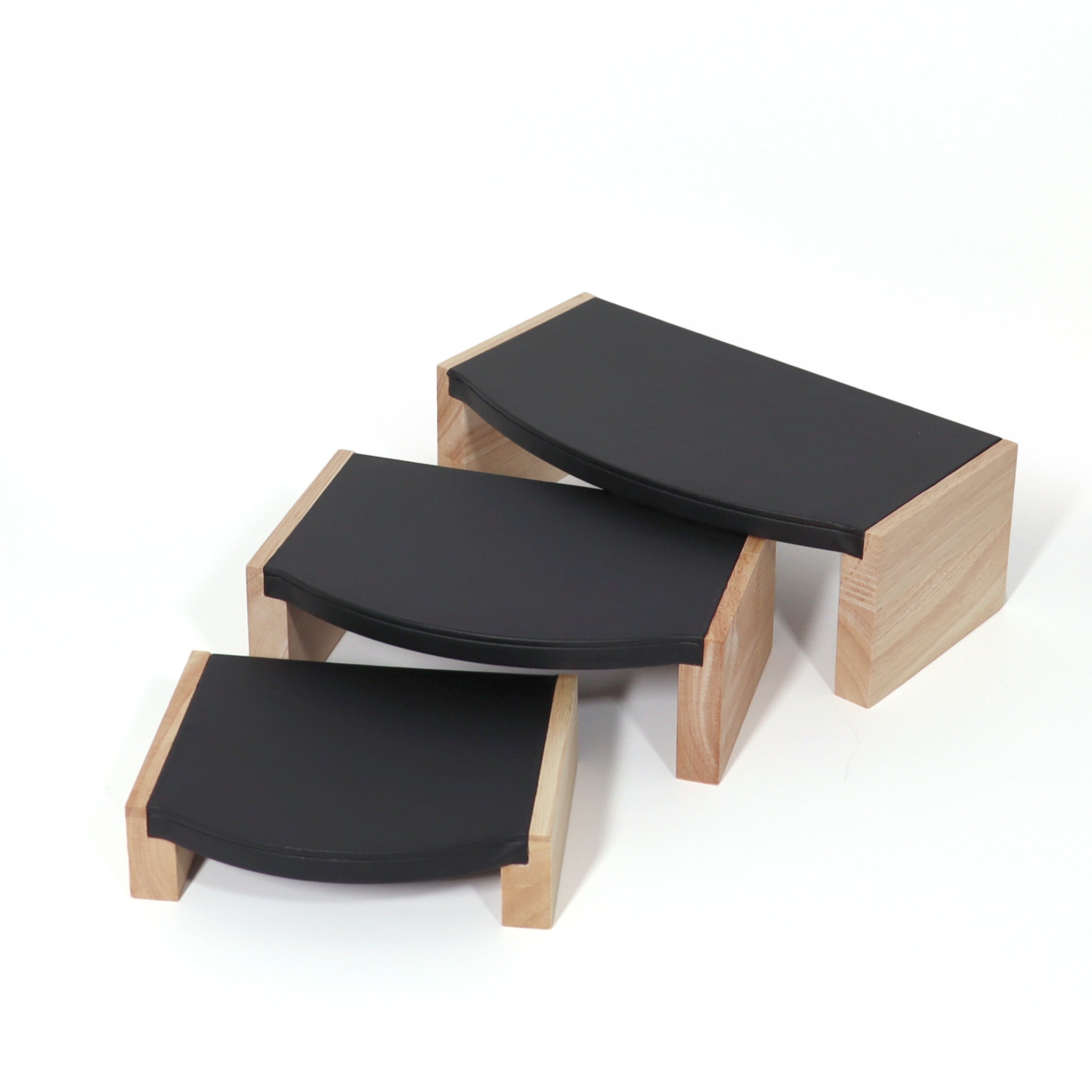 Natural Wood & Leather 3 Tier Jewelry Display