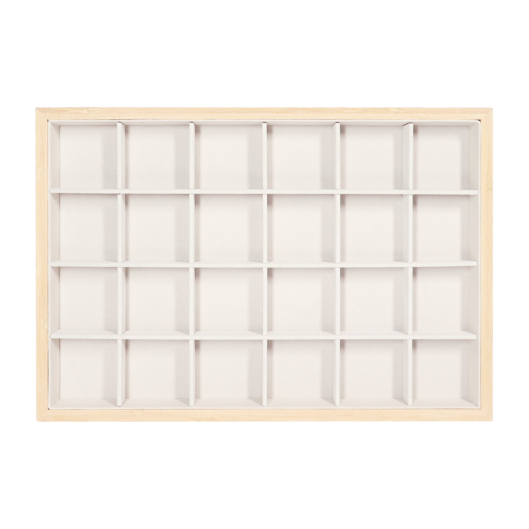 Natural Wood & Suede 24 Unit Jewelry Tray Display