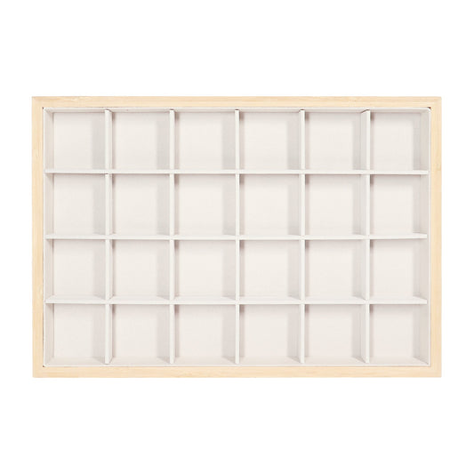 Natural Wood & Suede 24 Unit Jewelry Tray Display