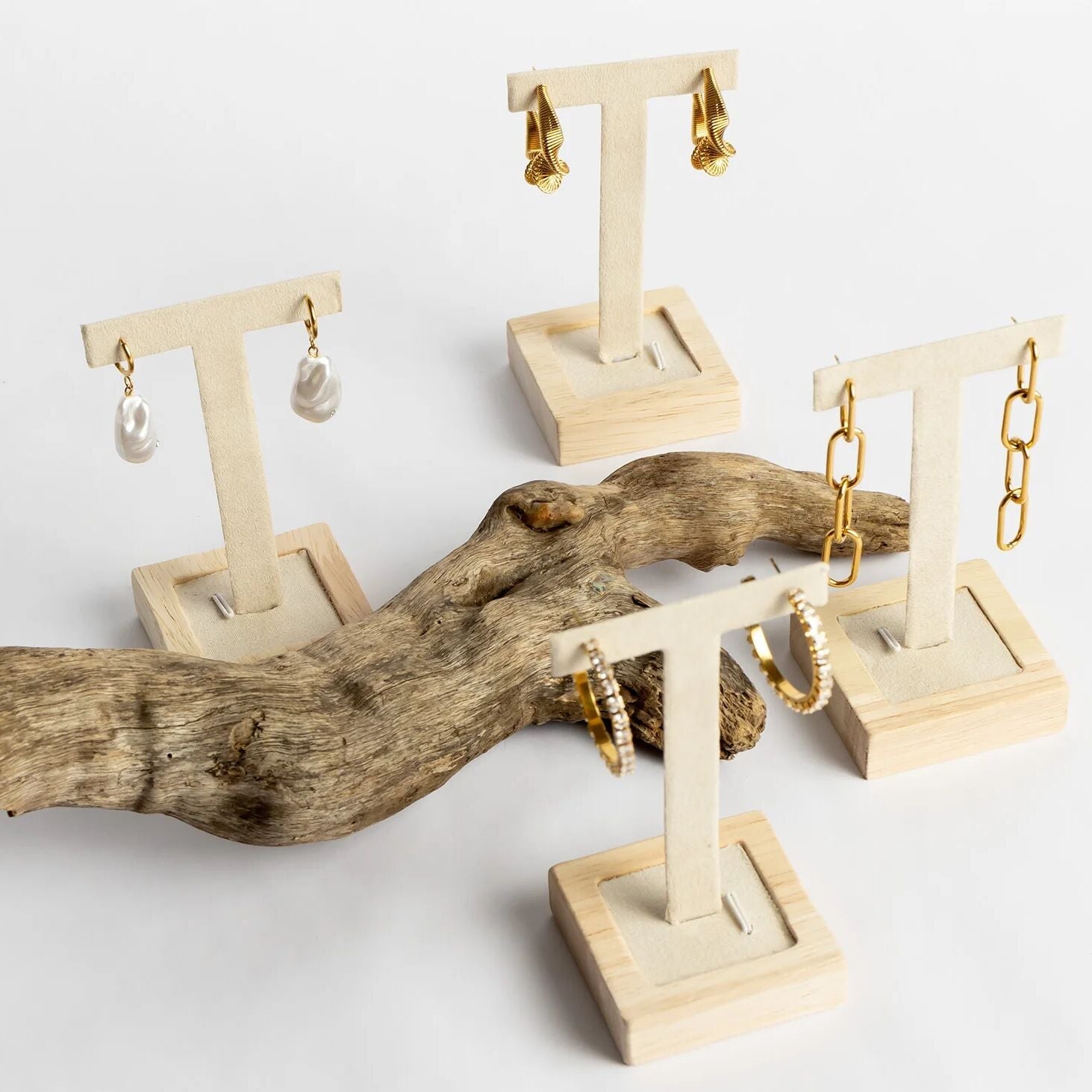 Wood Single Pair Earring Display
