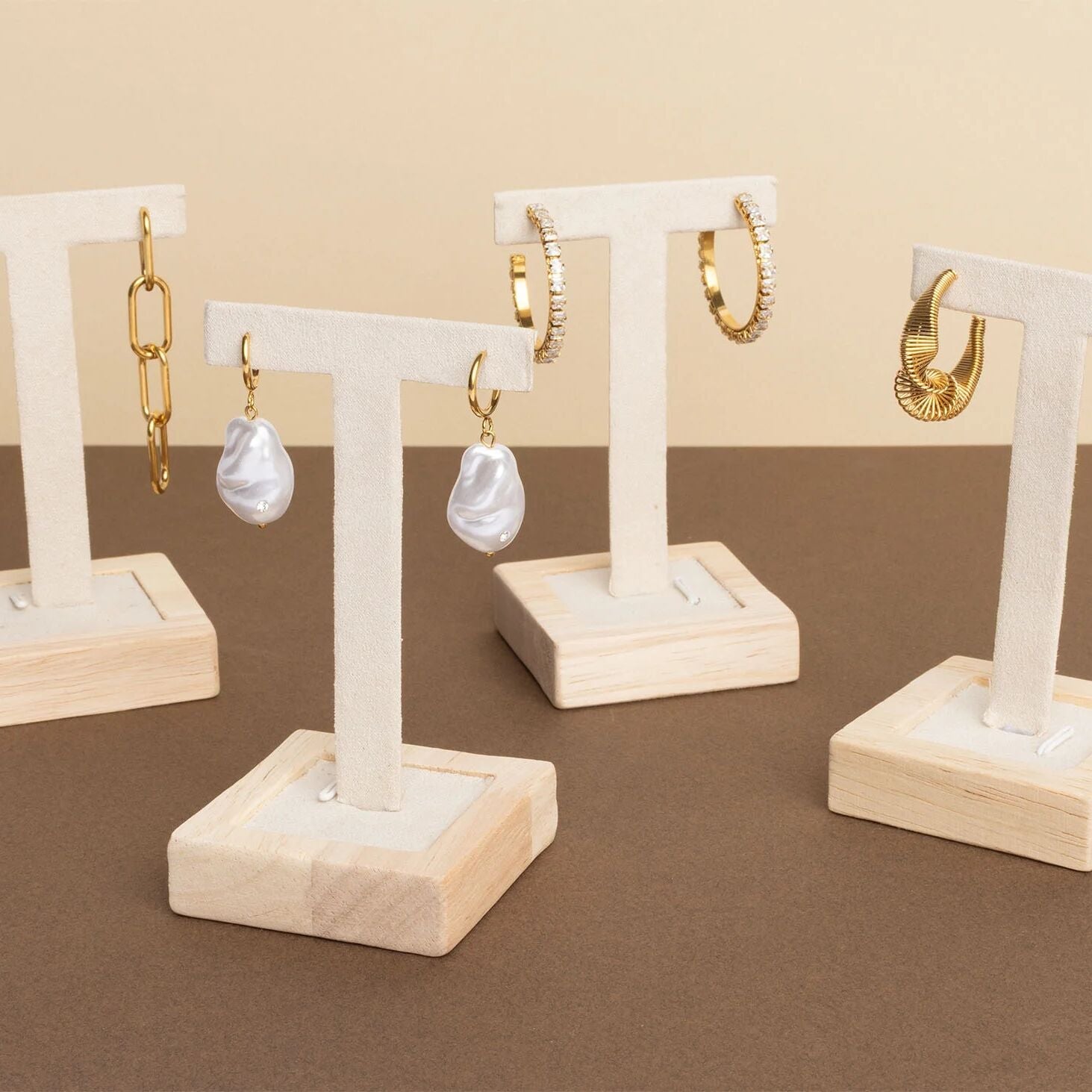 Wood Single Pair Earring Display