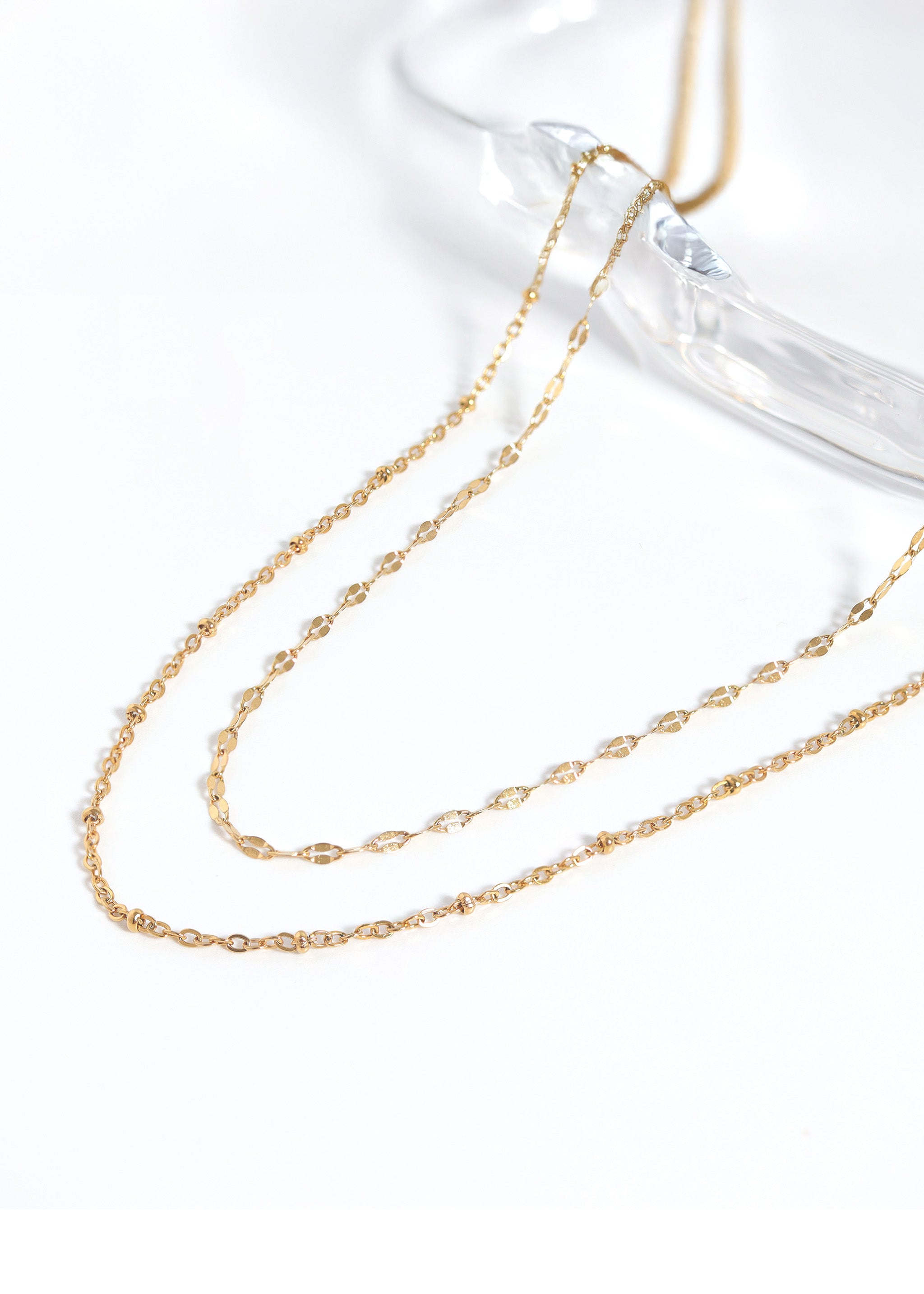 18K Gold PVD Stainless Steel Satellite Chain Necklace