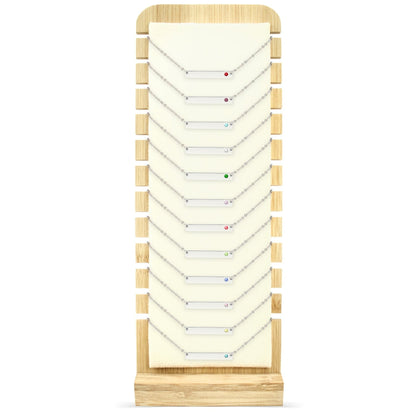 60 pc Stainless Steel Birthstone Bar Necklace Set & Display