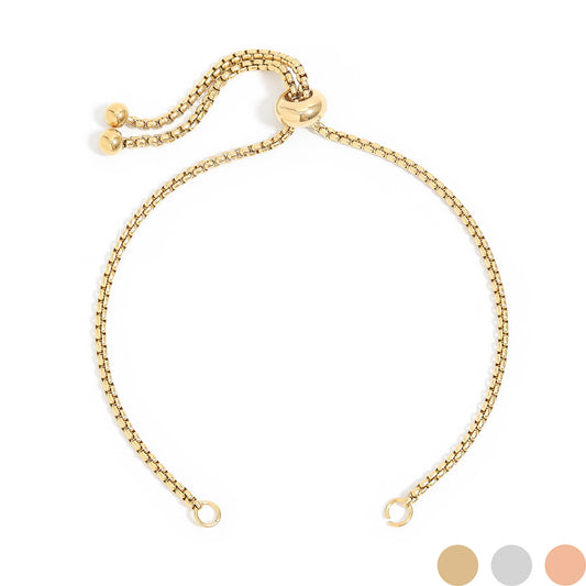 18K Gold PVD Stainless Steel Adjustable Bead Cinch Bolo Chain Bracelet