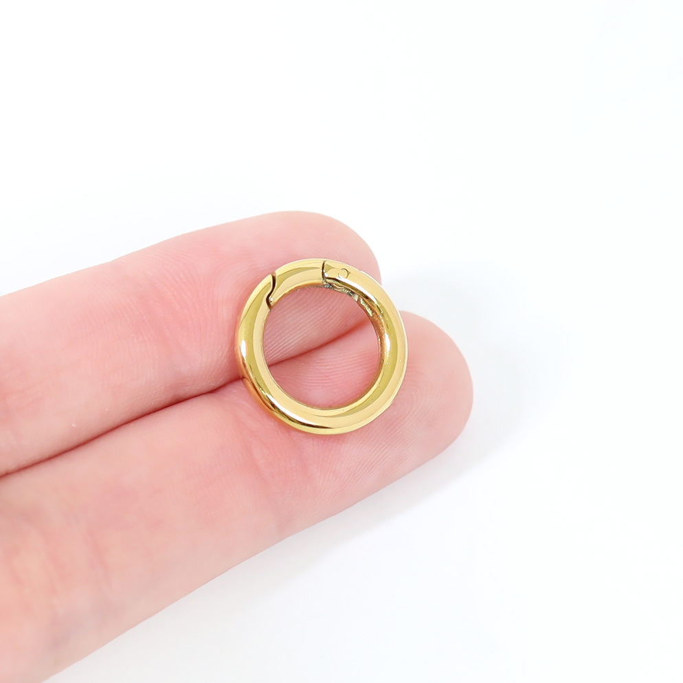 18K Gold PVD Stainless Steel Mini Circle Carabiner Clasp