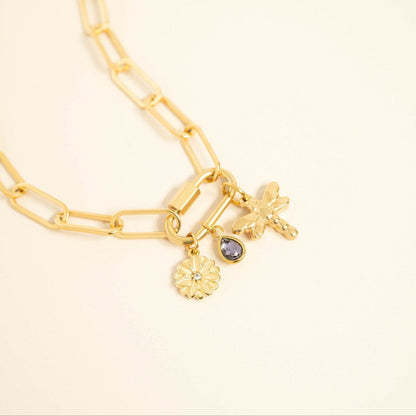 18K Gold PVD Teardrop Birthstone Charm