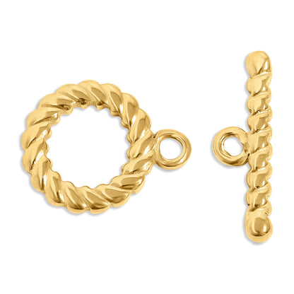 18K Gold PVD Stainless Steel Braided Toggle Clasp