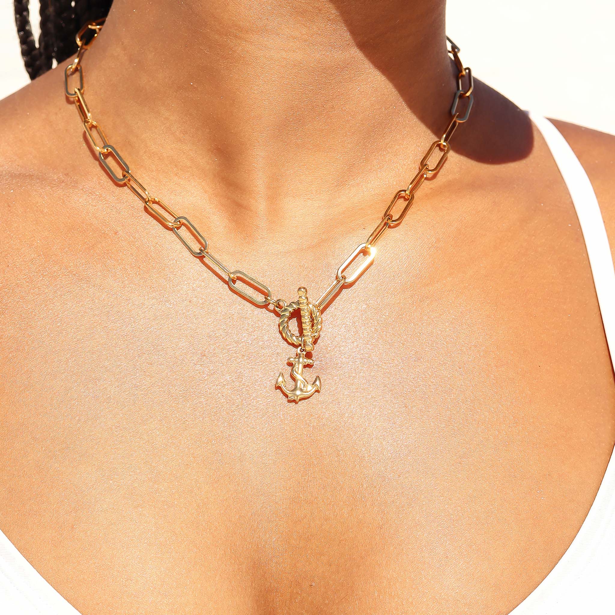18K Gold PVD Stainless Steel Braided Toggle Clasp