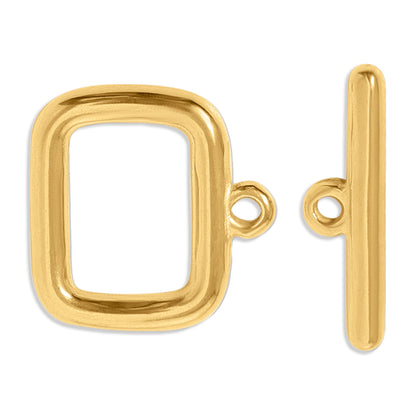18K Gold PVD Stainless Steel Rectangle Toggle Clasp