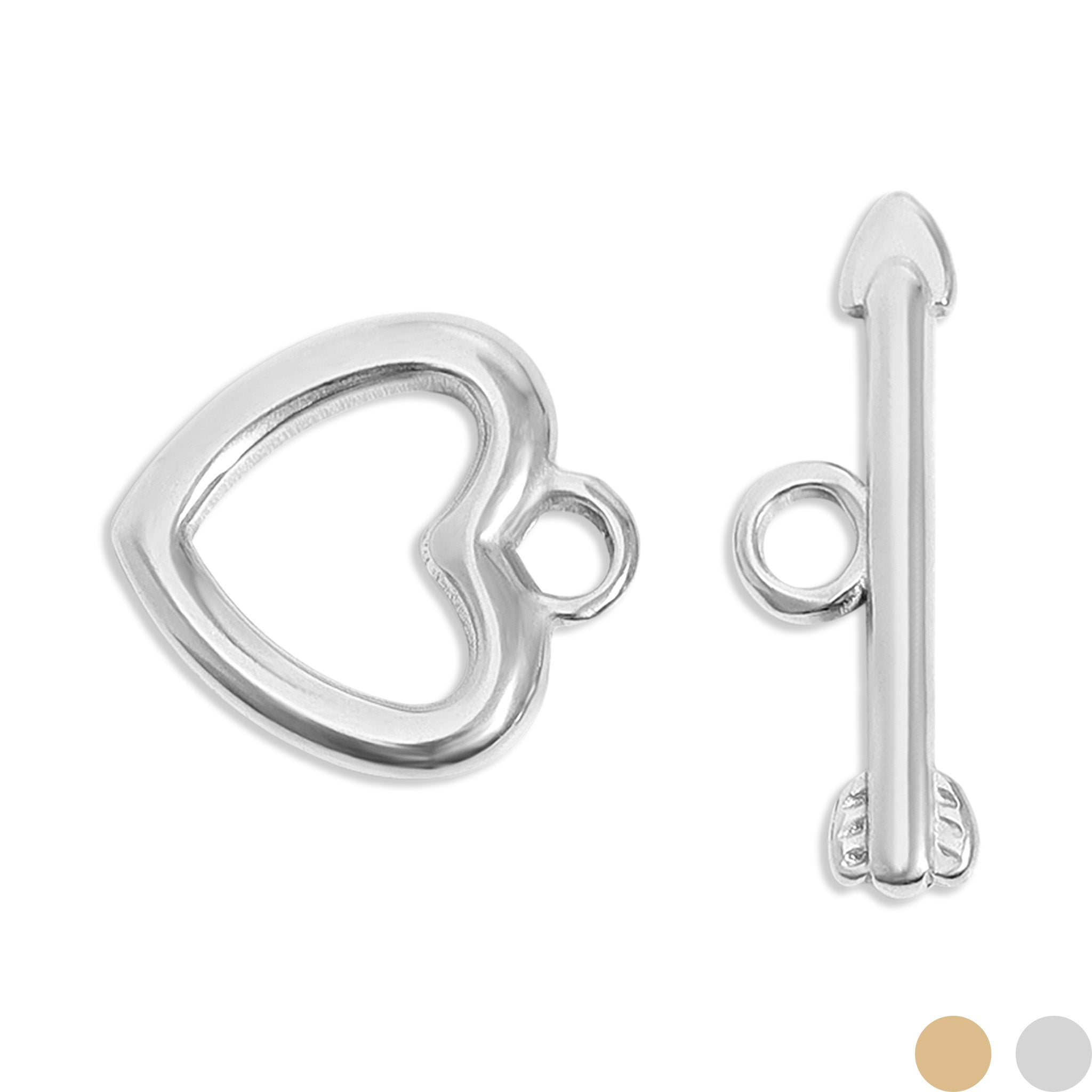 18K Gold PVD Stainless Steel Heart & Arrow Toggle Clasp