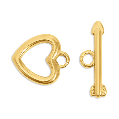 18K Gold PVD Stainless Steel Heart & Arrow Toggle Clasp