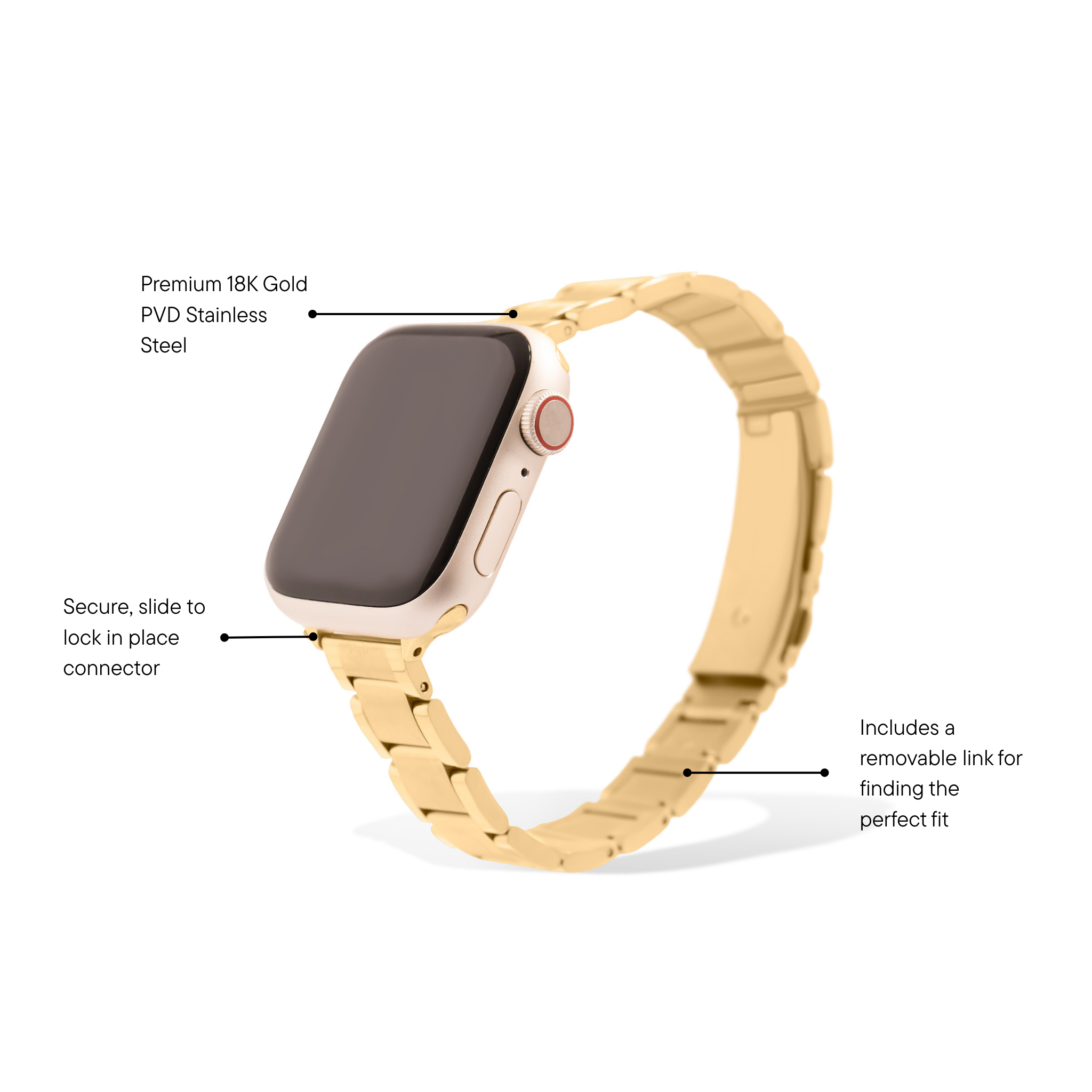 18K Gold PVD Stainless Steel Classic Smartwatch Band