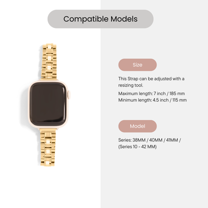18K Gold PVD Stainless Steel Classic Slim Smartwatch Band