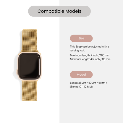 18K Gold PVD Stainless Steel Mesh Smartwatch Band