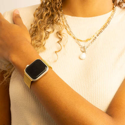 18K Gold PVD Stainless Steel Mesh Smartwatch Band