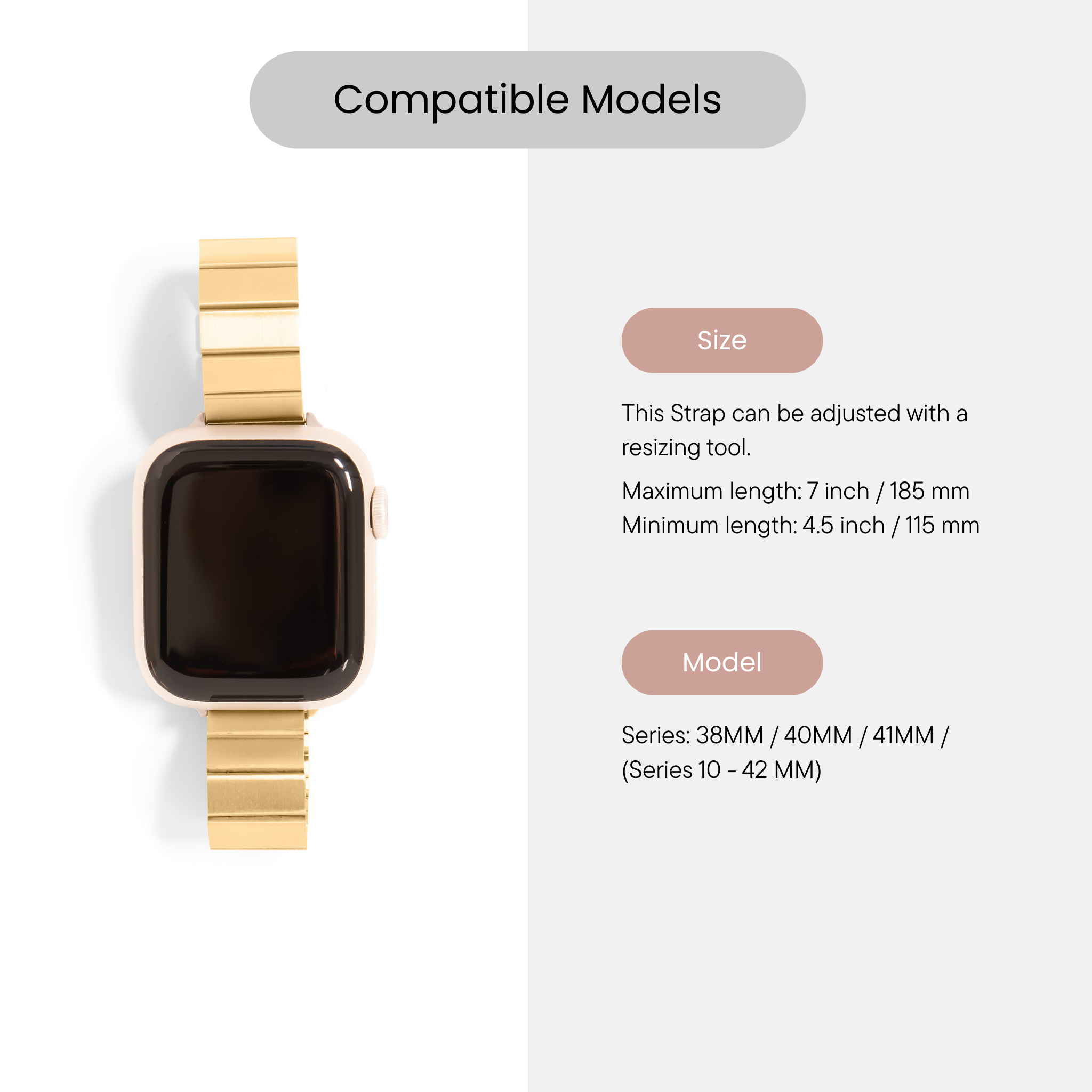 18K Gold PVD Stainless Steel Flex Smartwatch Band
