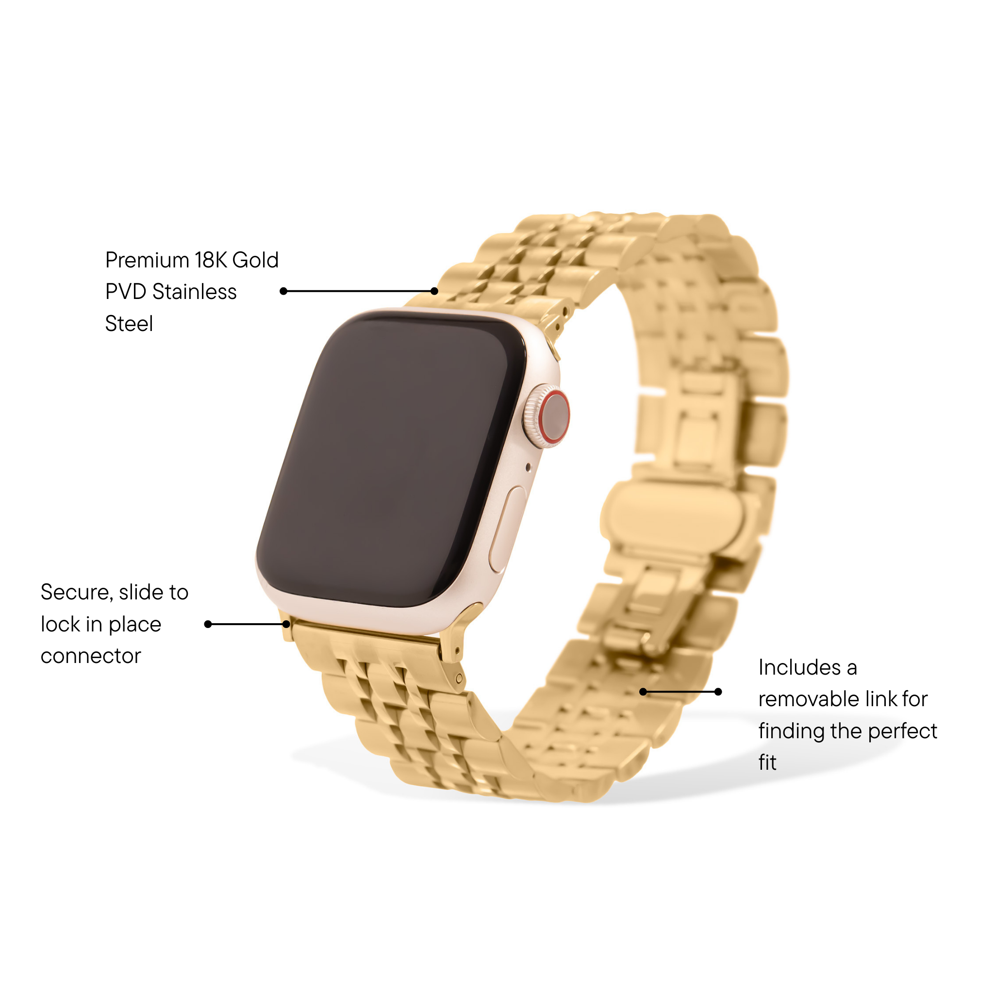 18K Gold PVD Stainless Steel Heritage Smartwatch Band
