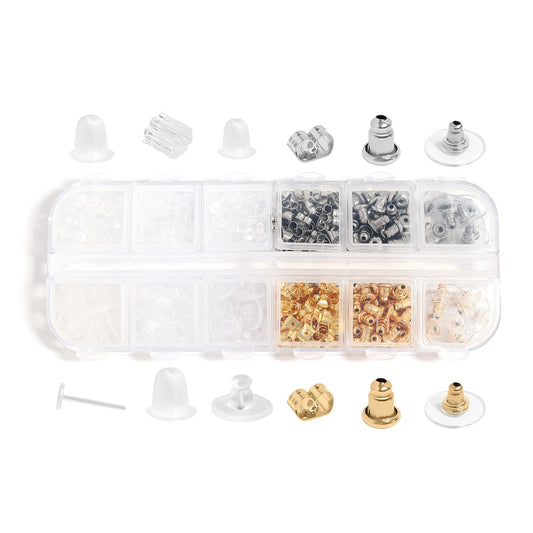 700 Pcs - 12 Styles Assorted Stainless Steel Earring Backs