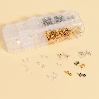 700 Pcs - 12 Styles Assorted Stainless Steel Earring Backs