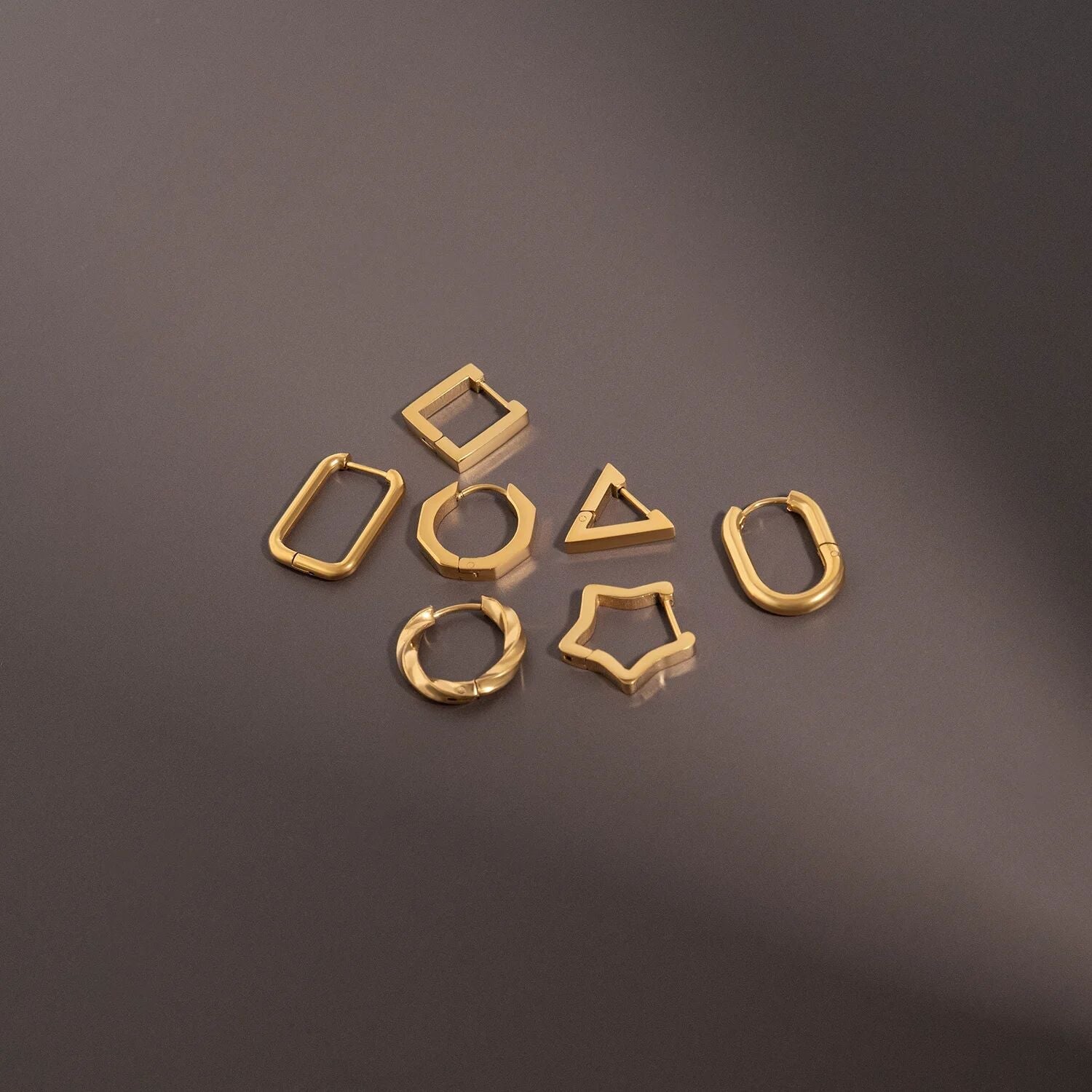 18K Gold PVD Stainless Steel Star Huggie Earrings