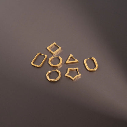18K Gold PVD Stainless Steel Star Huggie Earrings