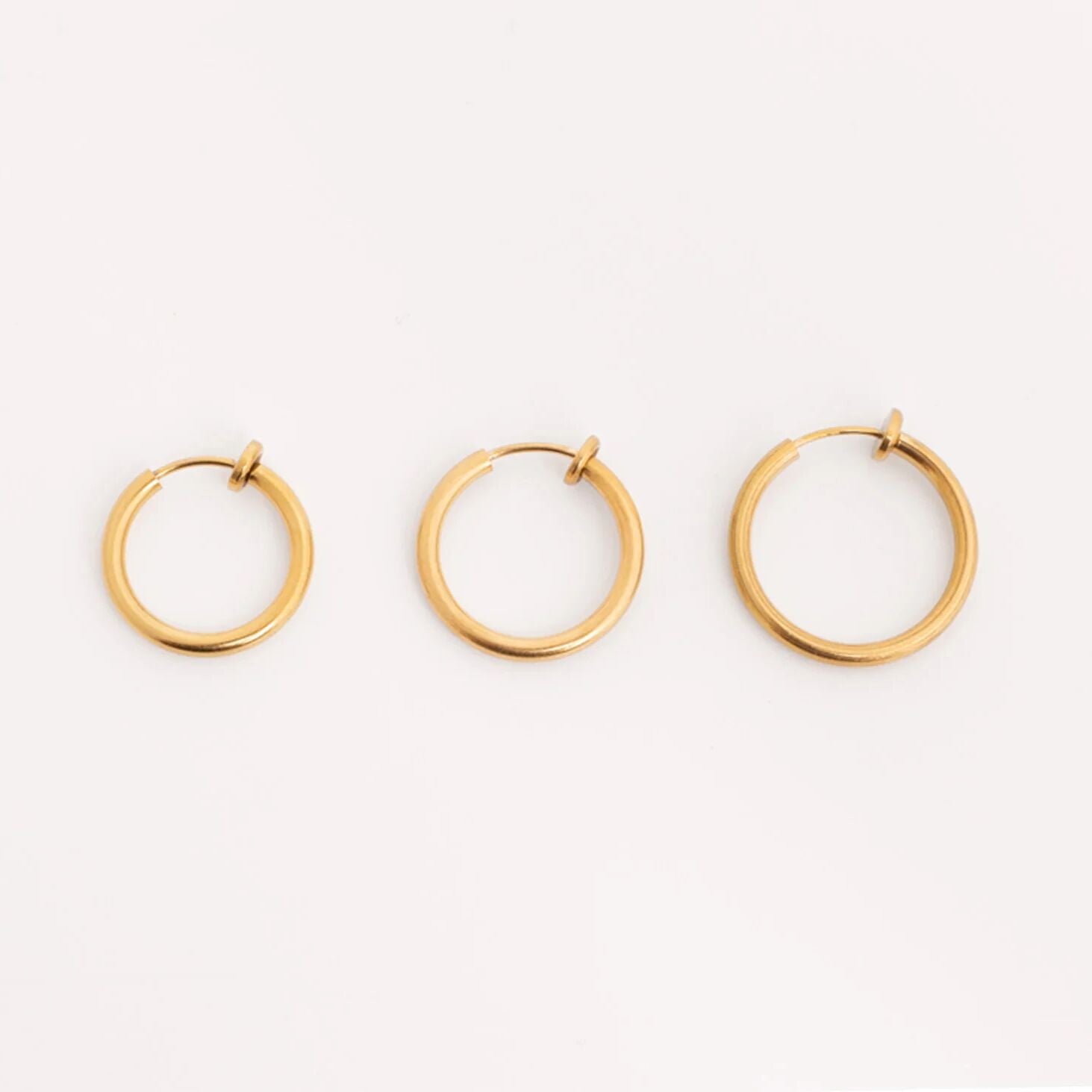 18K Gold PVD Stainless Steel Sliding Spring Huggie Hoop Earrings