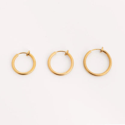 18K Gold PVD Stainless Steel Sliding Spring Huggie Hoop Earrings