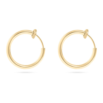 18K Gold PVD Stainless Steel Sliding Spring Huggie Hoop Earrings