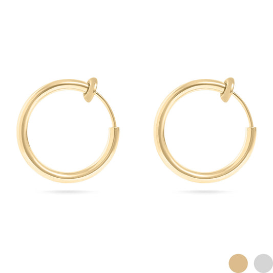 18K Gold PVD Stainless Steel Sliding Spring Huggie Hoop Earrings