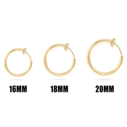 18K Gold PVD Stainless Steel Sliding Spring Huggie Hoop Earrings